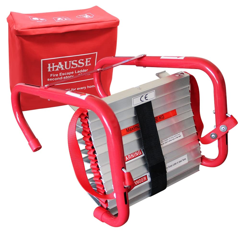 Hausse front packaging showing 13-foot ladder and storage bag for easy access