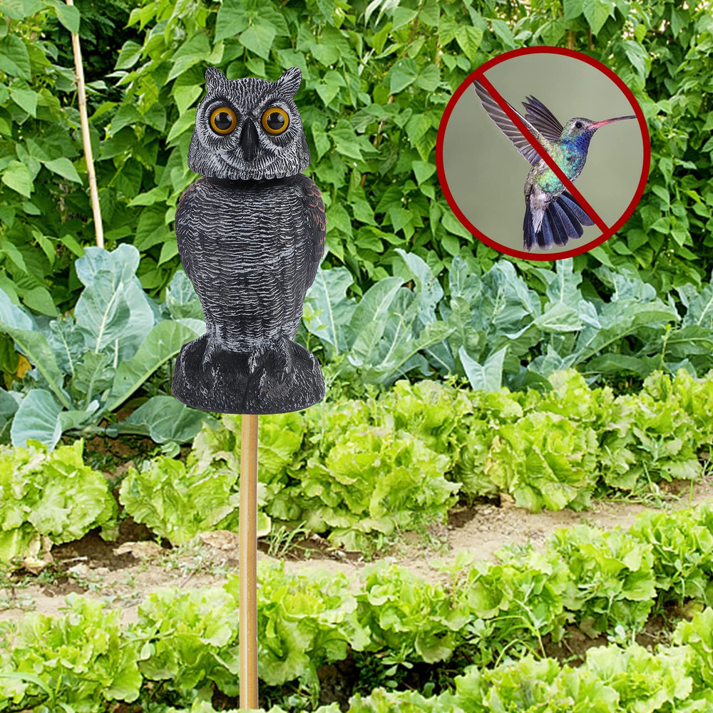 Hausse mounted on a pole in a garden to deter birds effectively