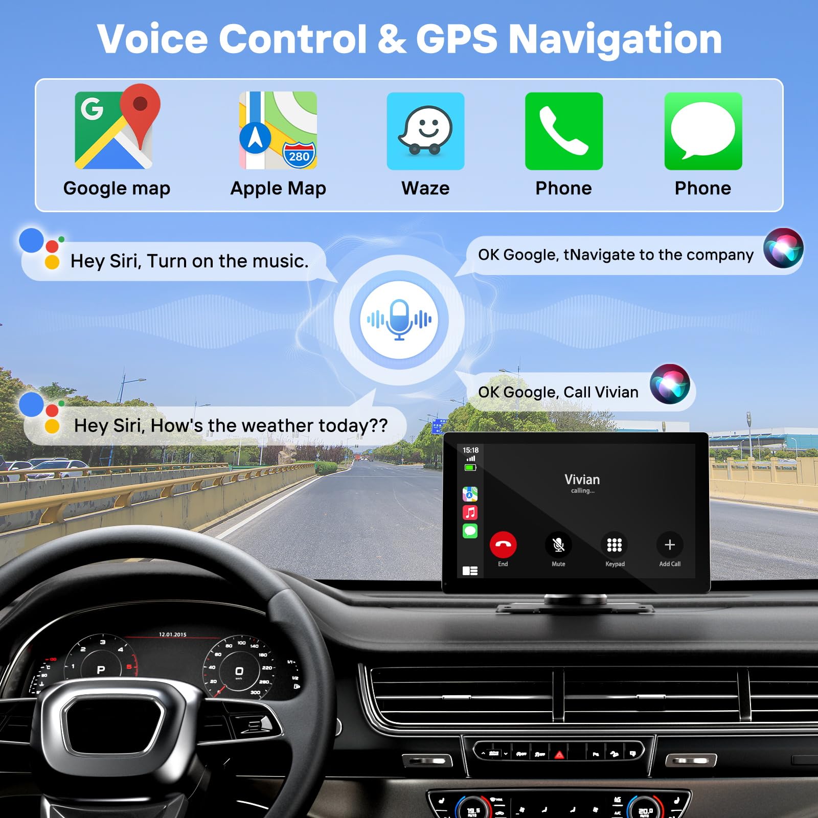 HAUXIY screen displaying live navigation for safer, hands-free routes