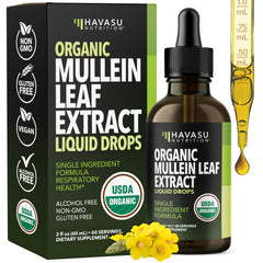 HAVASU NUTRITION front bottle view showing organic mullein drops for easy storage