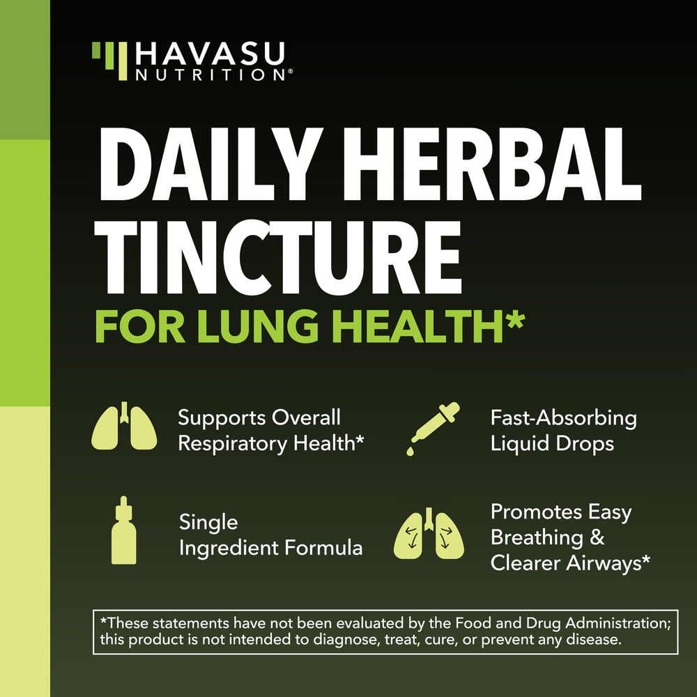 HAVASU NUTRITION label detail highlighting USDA organic and alcohol-free benefits