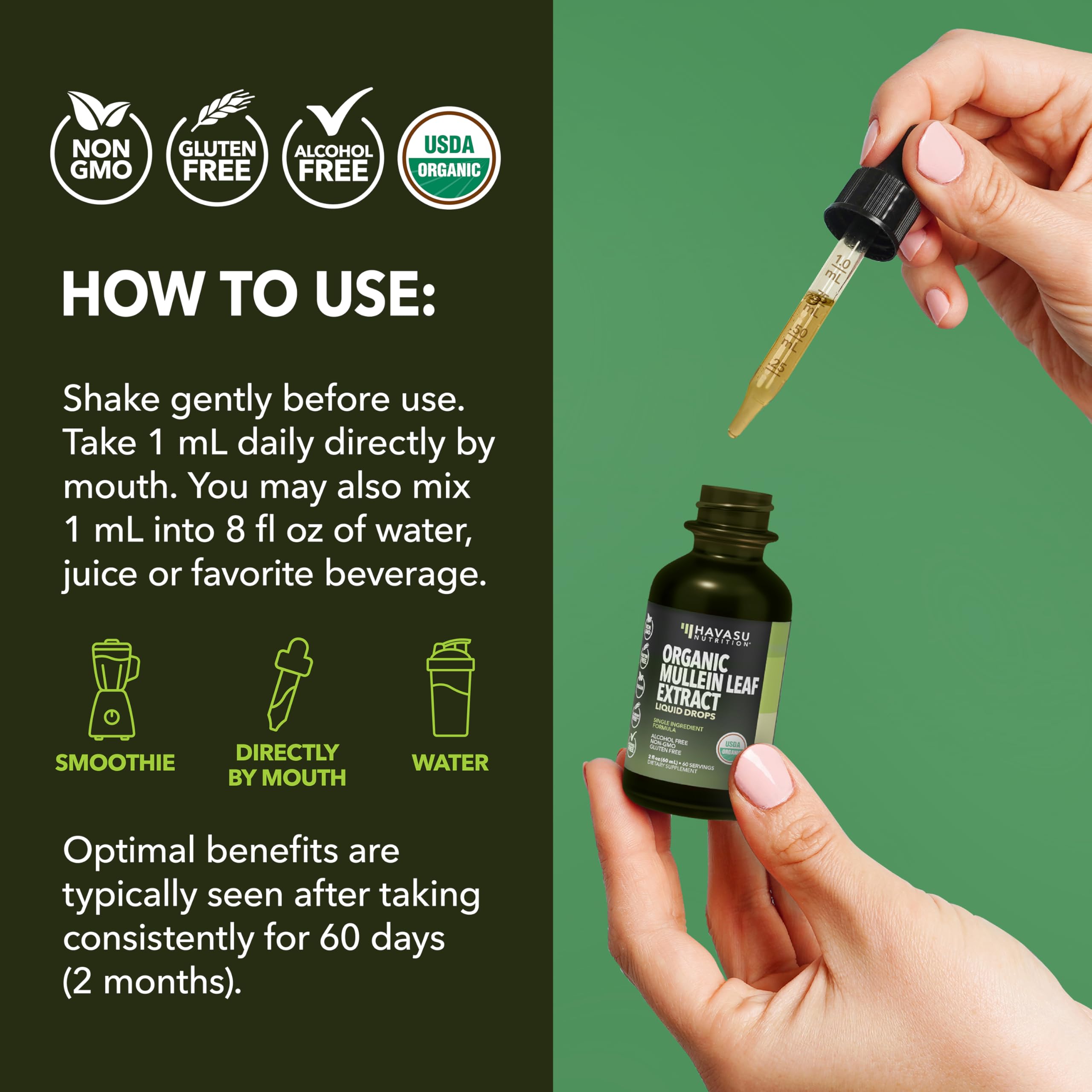 HAVASU NUTRITION lifestyle image of person using drops to show practical routine