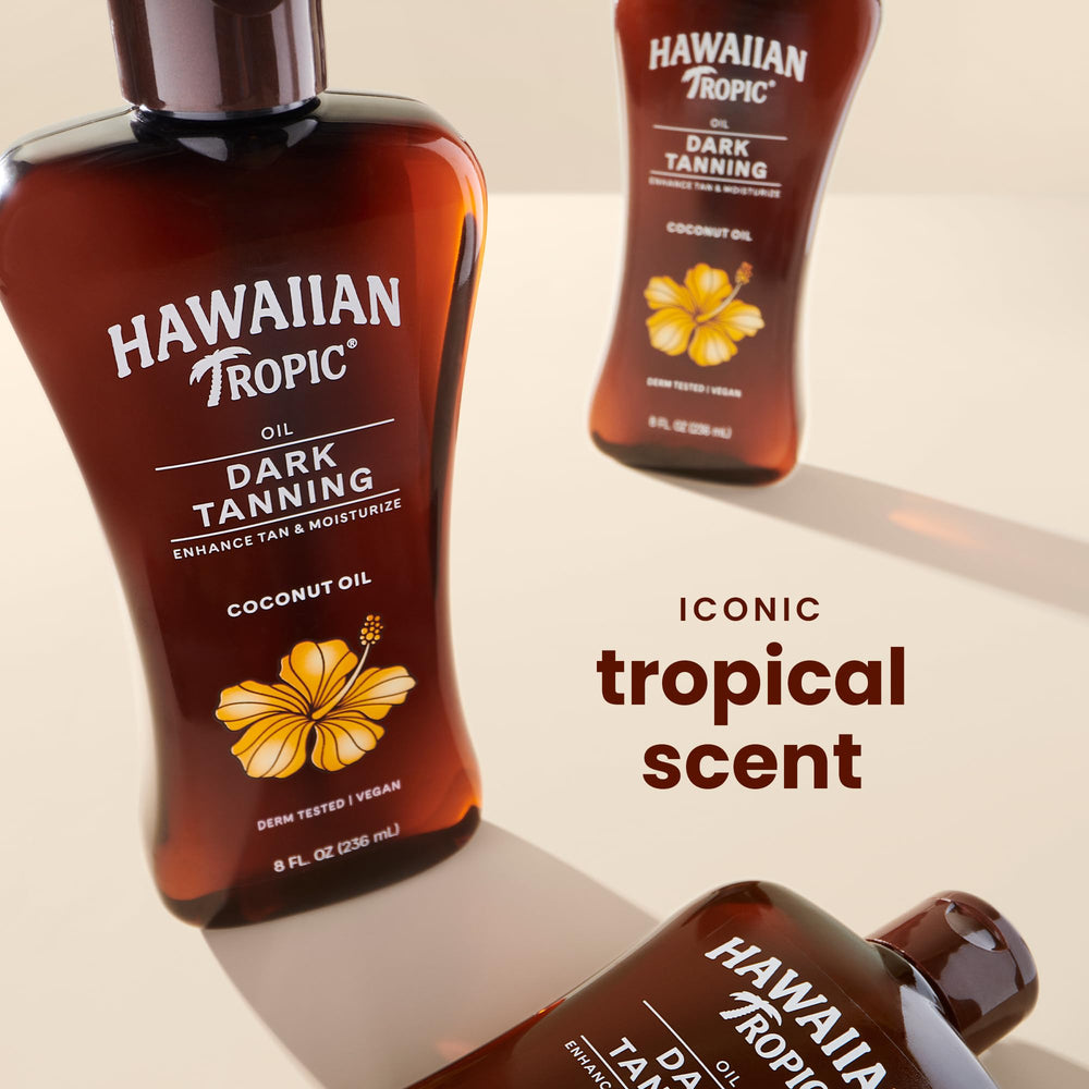 Hawaiian Tropic label detail showing ingredients and island botanicals