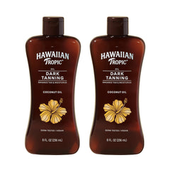 Hawaiian Tropic front packaging showing bottle and tropical scent benefits