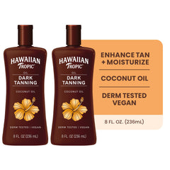 Hawaiian Tropic close-up oil drops highlighting moisturizing coconut benefit