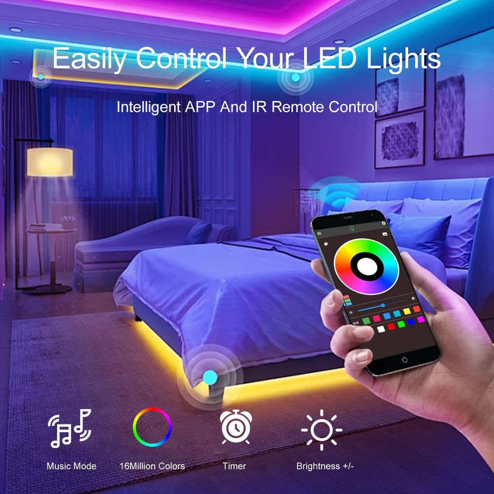 HBOWMDJIA smartphone app color picker displayed controlling precise RGB shades and scenes
