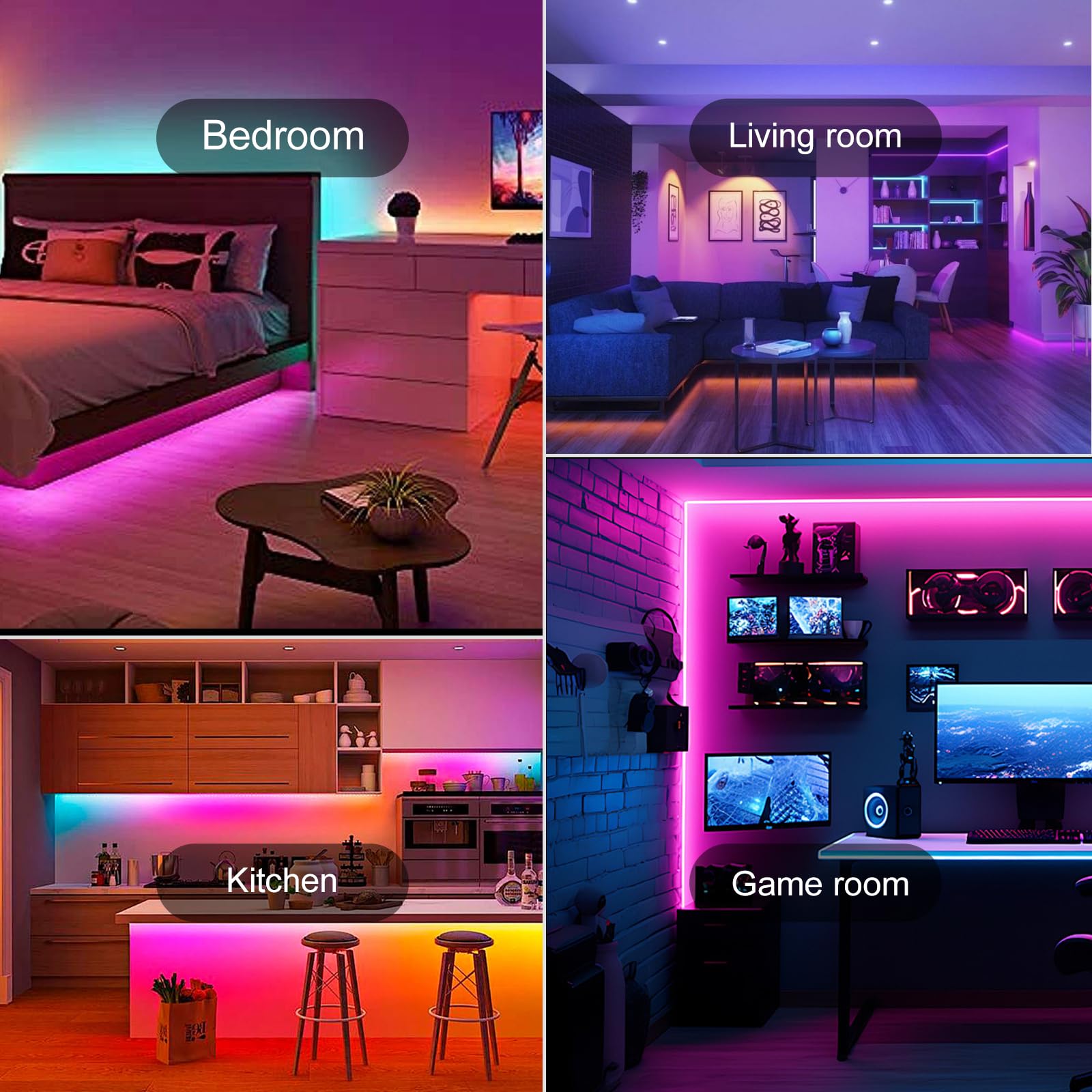 HBOWMDJIA living room at night with dynamic color scene for parties and immersive viewing