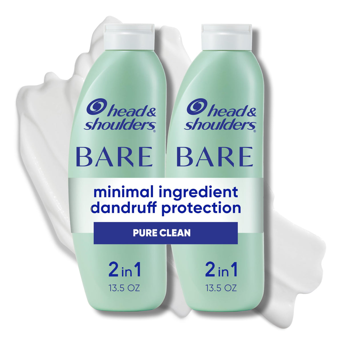 Head & Shoulders front packaging showing BARE Pure Clean twin pack and benefits