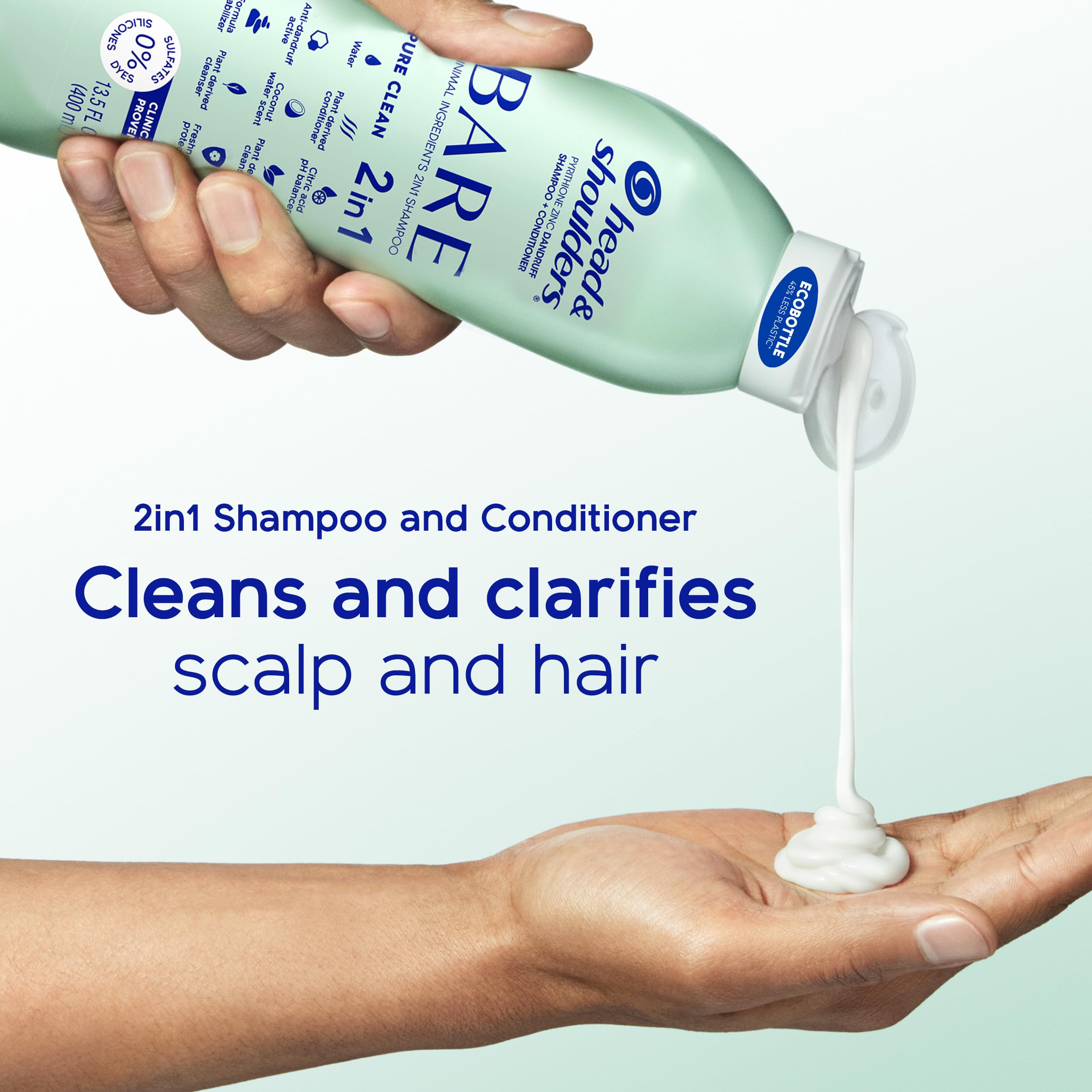 Head & Shoulders bottle held in hand for size comparison and travel convenience benefit