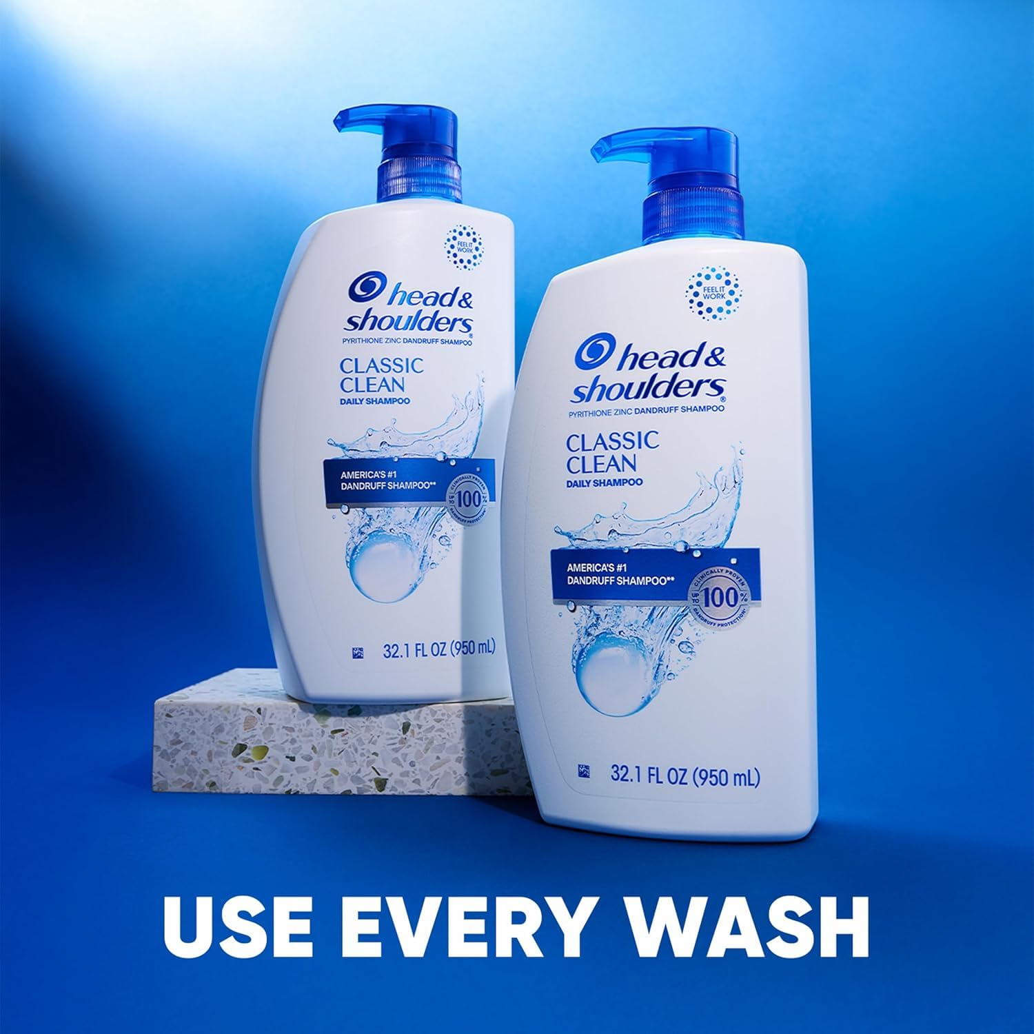 Head & Shoulders shampoo in use under shower for visible results