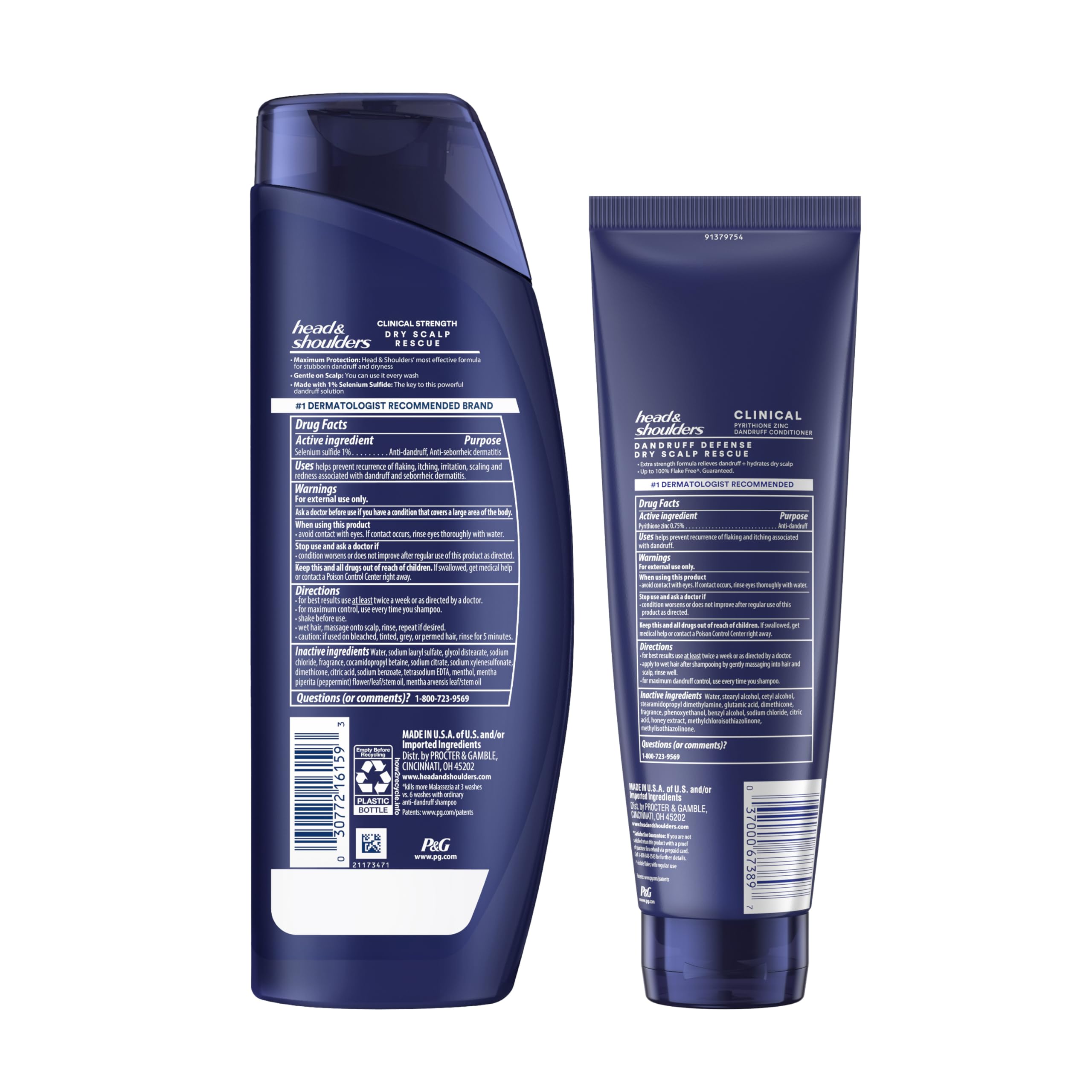 Back of Head & Shoulders packaging with usage instructions and ingredient info