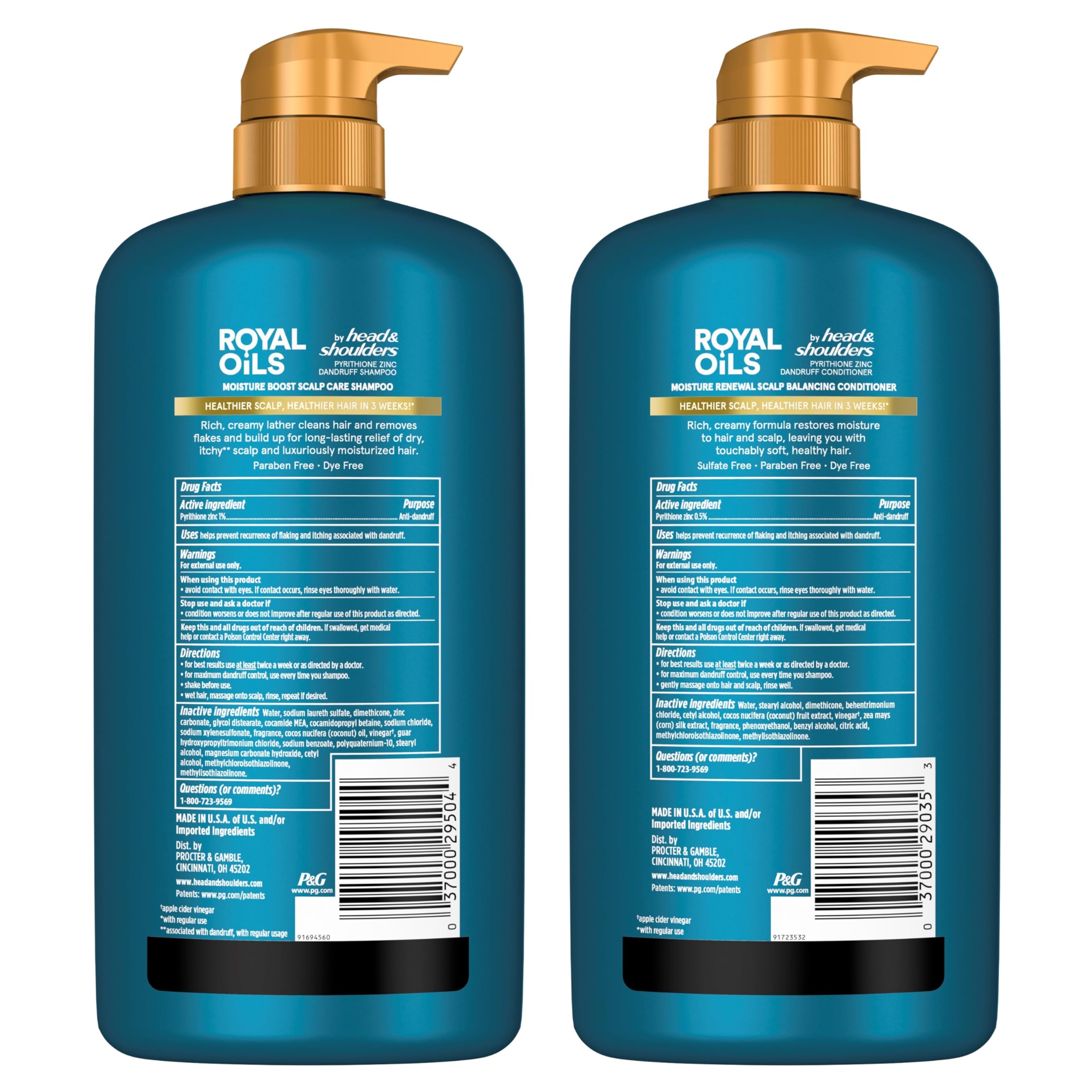 Head & Shoulders royal oils ingredient display with coconut oil and apple cider vinegar focus