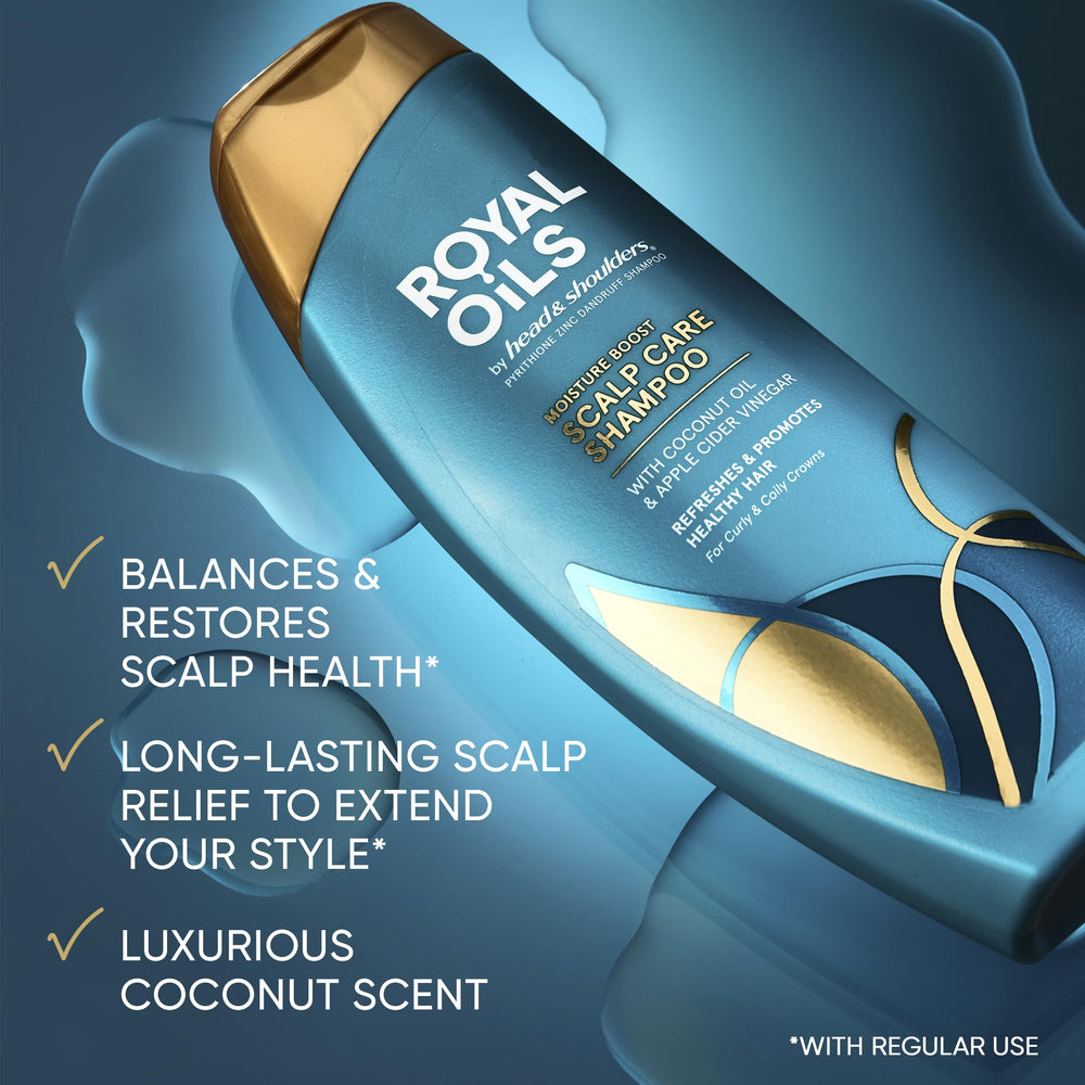 Head & Shoulders royal oils shampoo pouring to show rich lather and soothing scalp relief