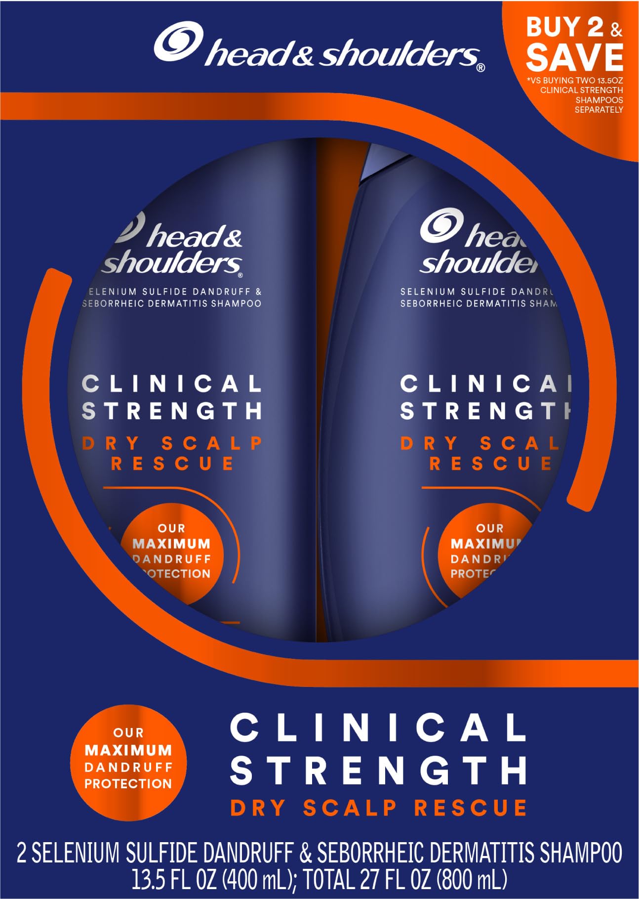 Head & Shoulders twin-pack boxed view conveying extended supply and value