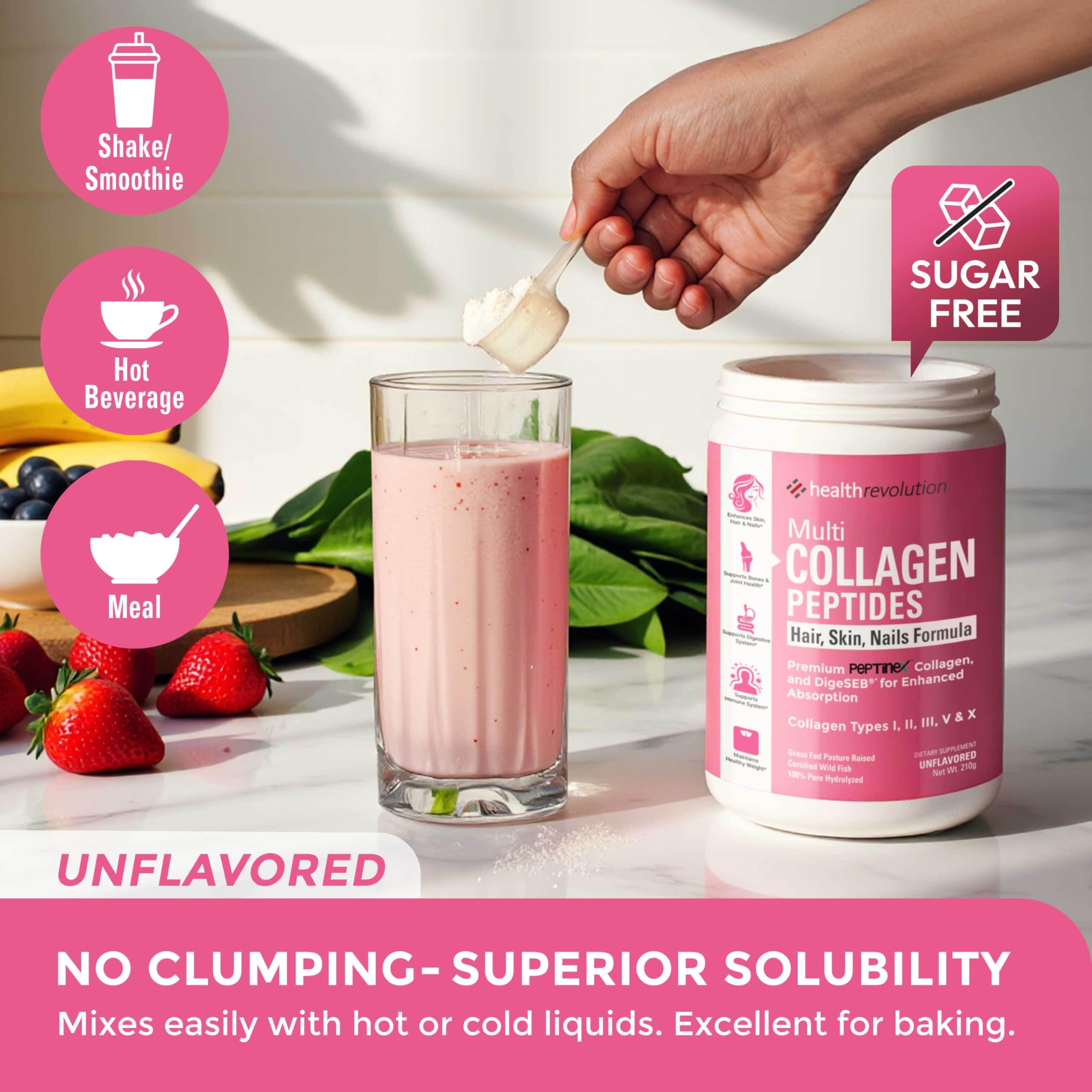 Health Revolution ingredient sources display of bovine, marine, chicken, eggshell