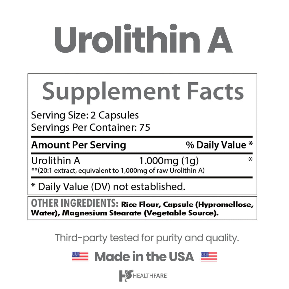 Healthfare label detail highlighting ingredients and non-GMO, gluten-free claims