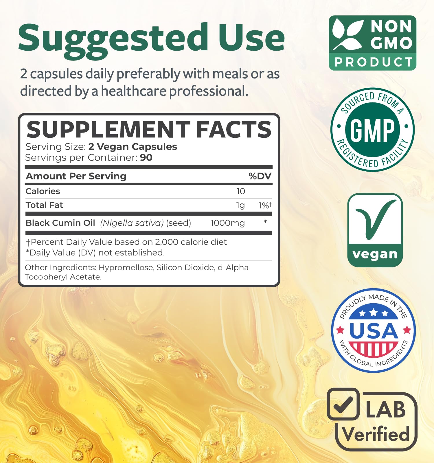 Healths Harmony product label close-up displaying ingredients and vitamin E for transparency benefit