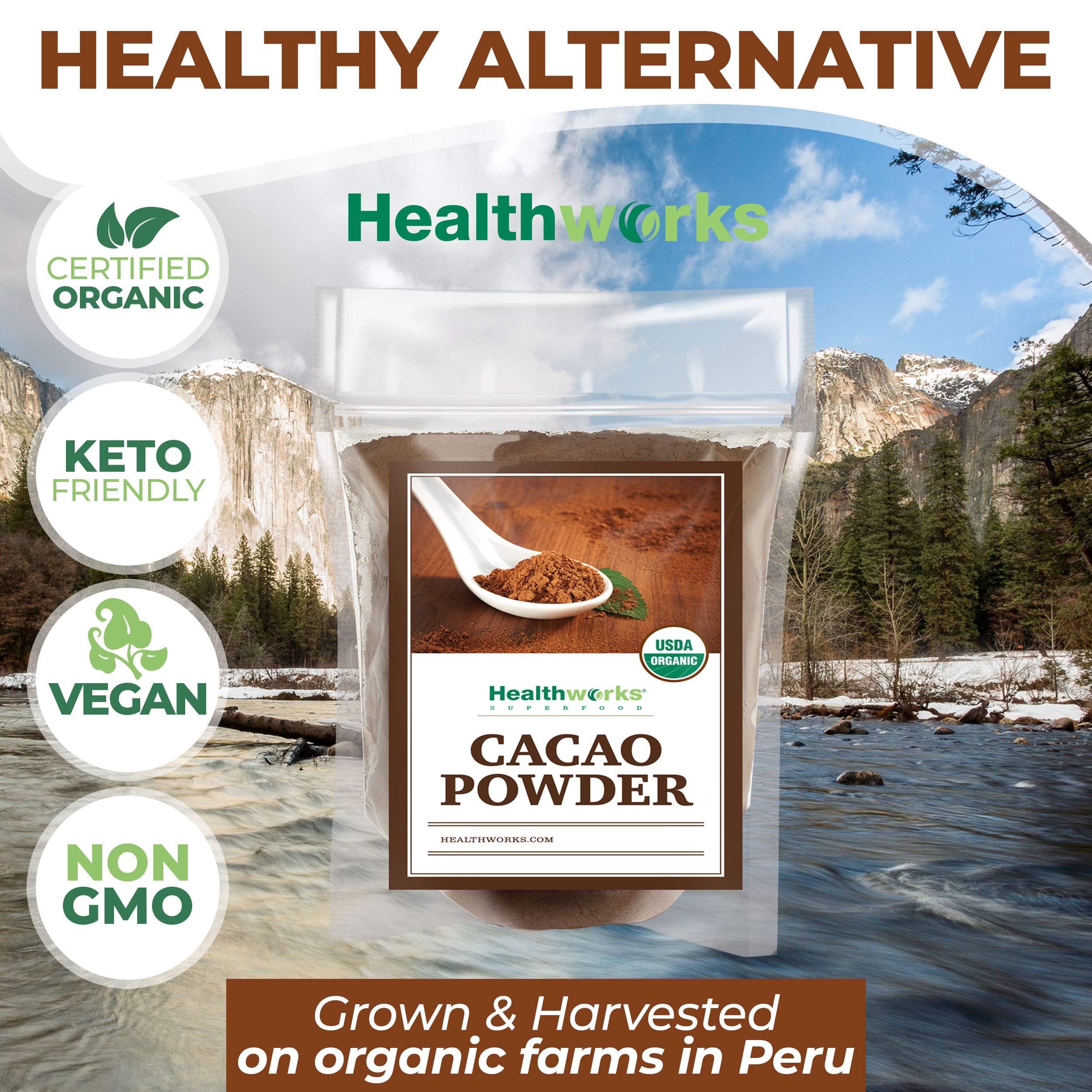 Healthworks Superfoods hot chocolate in mug demonstrating creamy alternative
