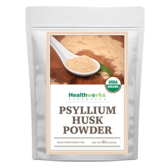 Healthworks Superfoods front packaging showing organic psyllium and benefits