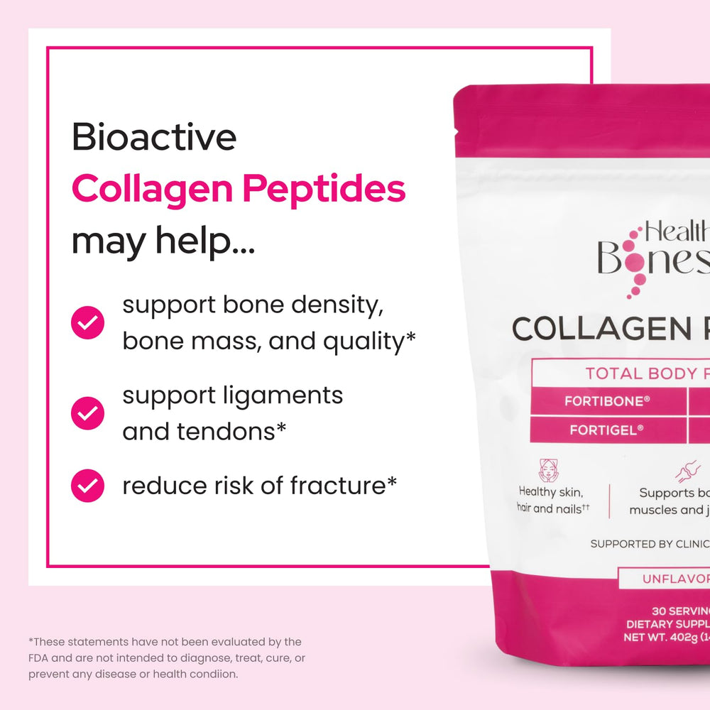 Healthy Bones Co. powder dissolving in glass, convenient daily use benefit
