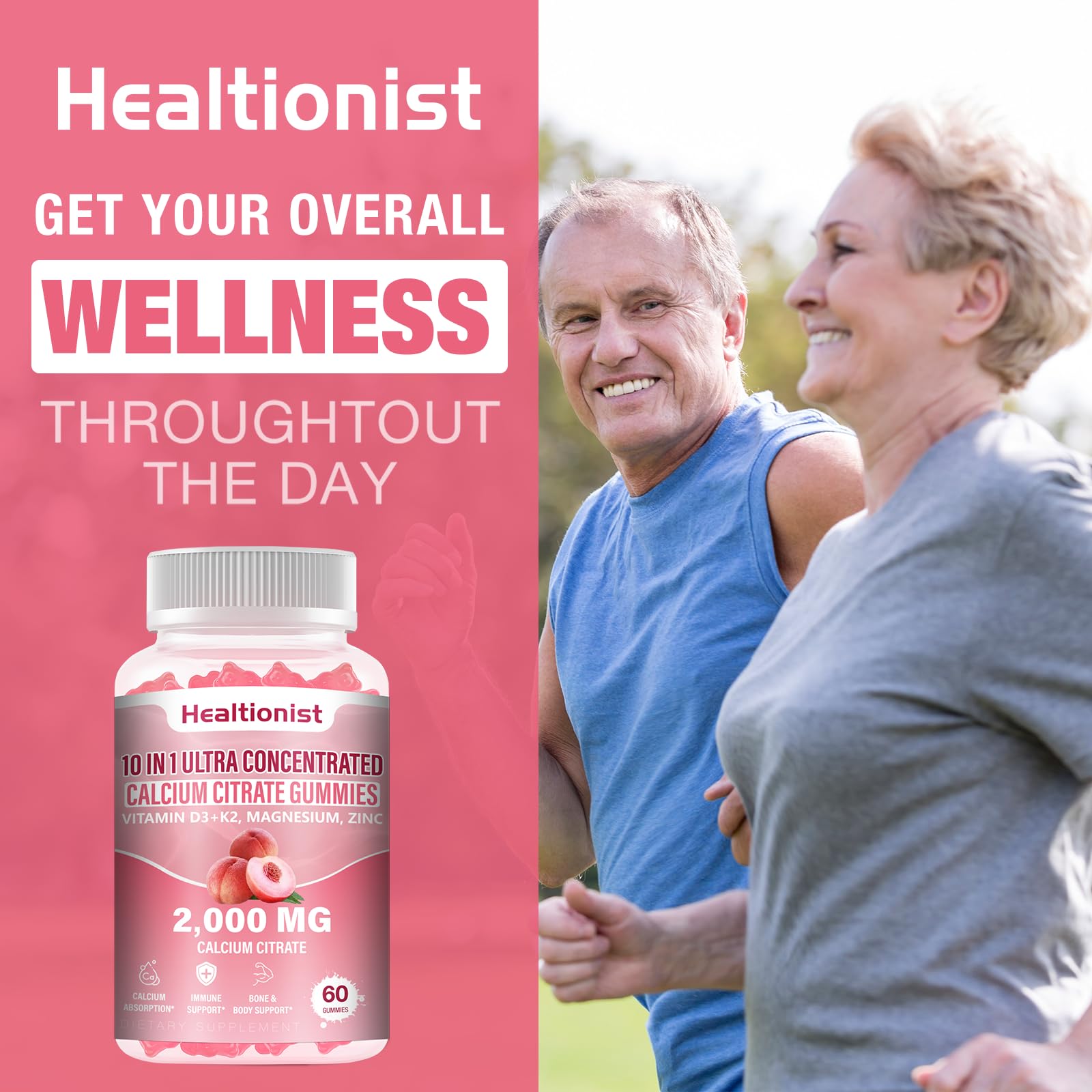 Healtionist peach gummies on breakfast table suggesting daily routine support