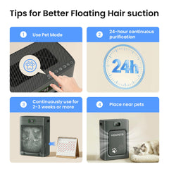 HEAPETS close-up of dual-sided U-shaped inlets capturing pet hair, reduces clogging