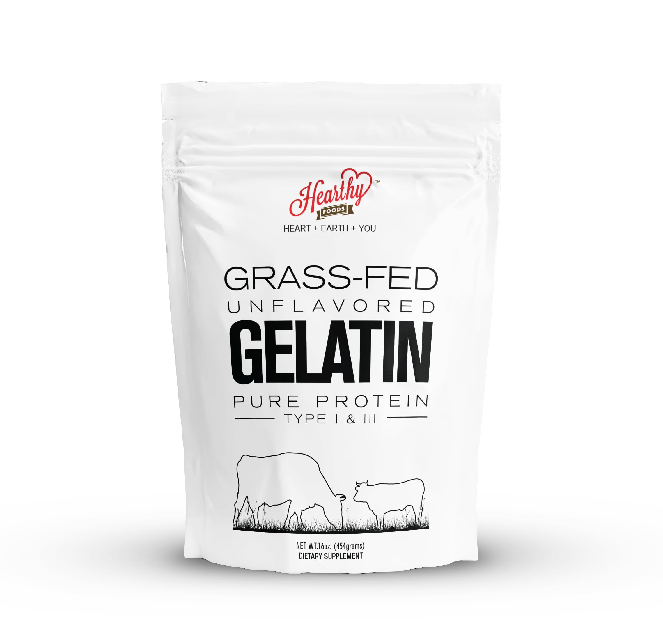 Hearthy Foods front packaging shows clear product identity and pantry-ready benefit
