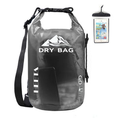 HEETA transparent 10L dry bag front view showing contents and visibility benefit