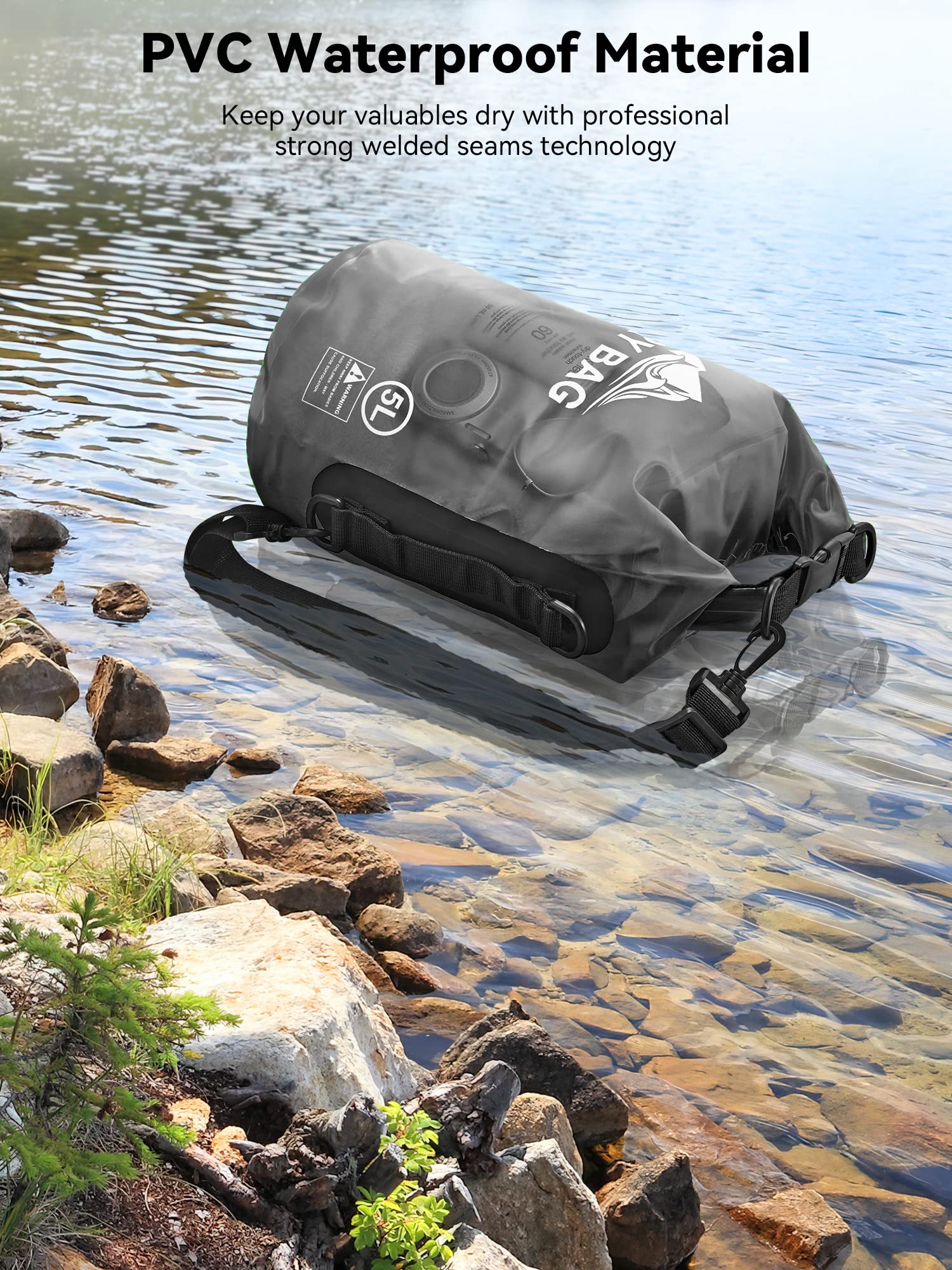 HEETA roll-top closure detail showing secure waterproof seal and adjustable capacity