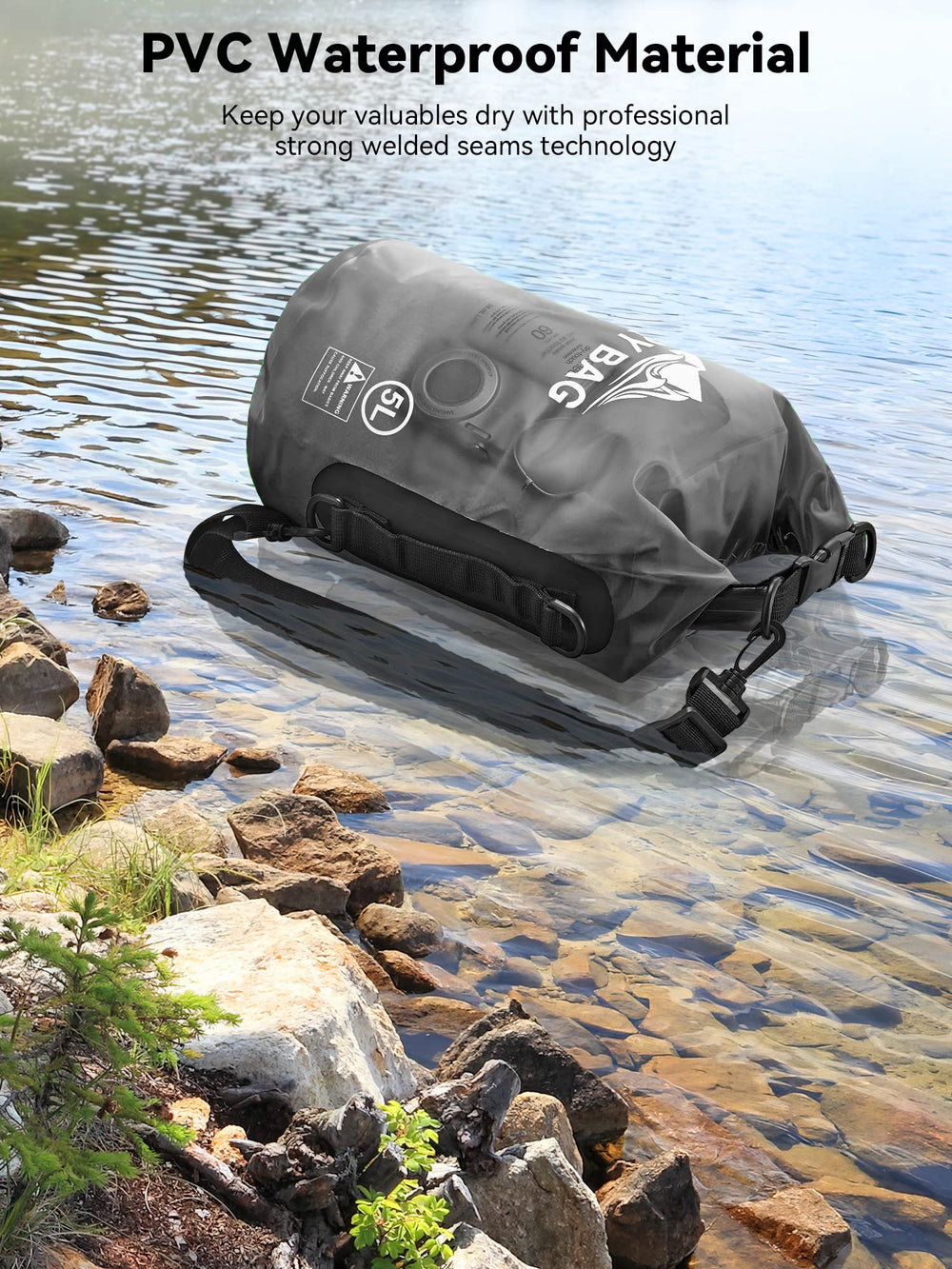 HEETA roll-top closure detail showing secure waterproof seal and adjustable capacity