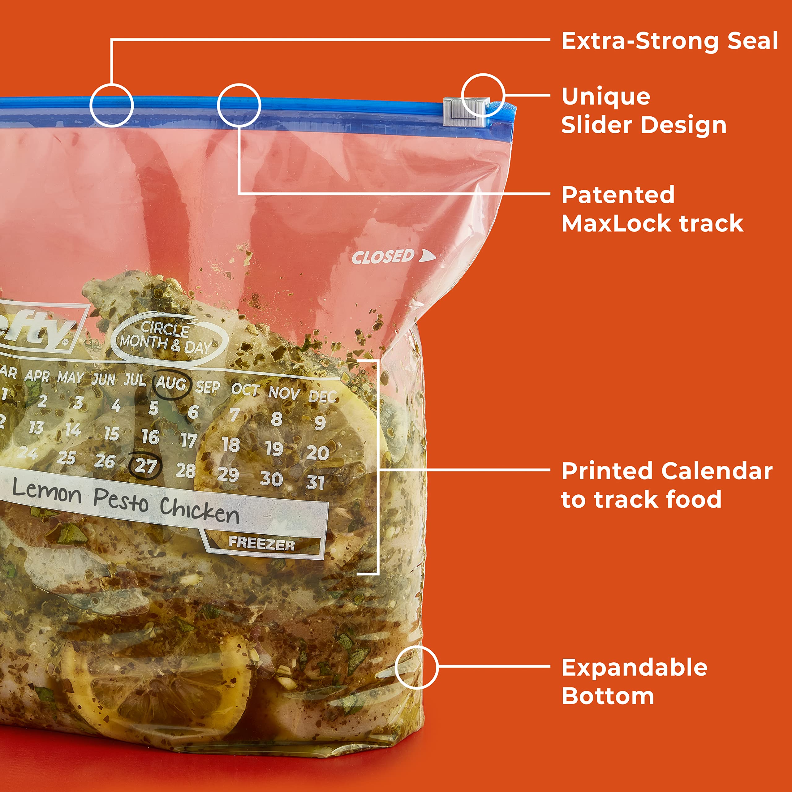 Hefty expandable bottom displayed open to fit bulky items and stand