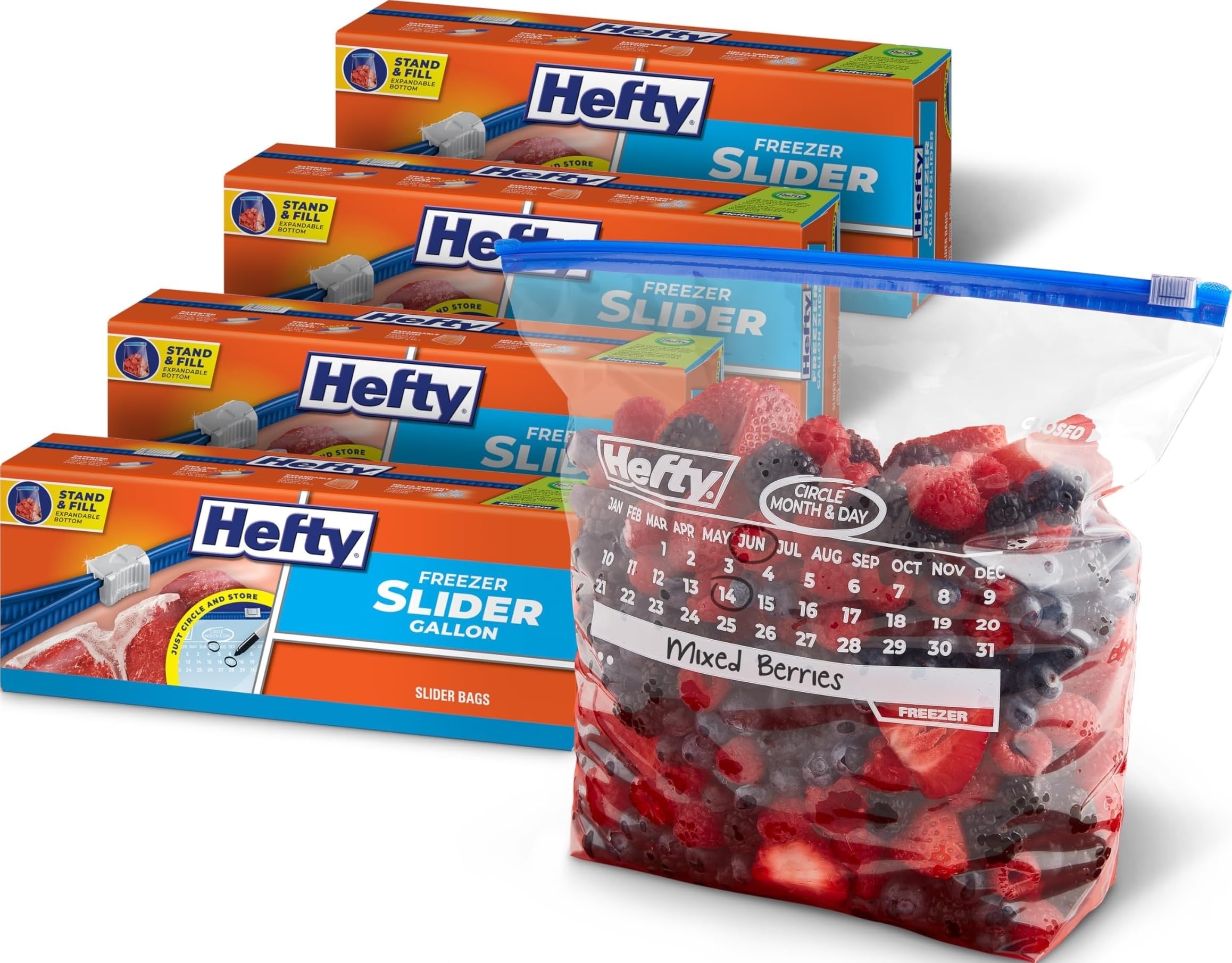 Hefty front packaging showing 4-pack and 100 total for easy stocking