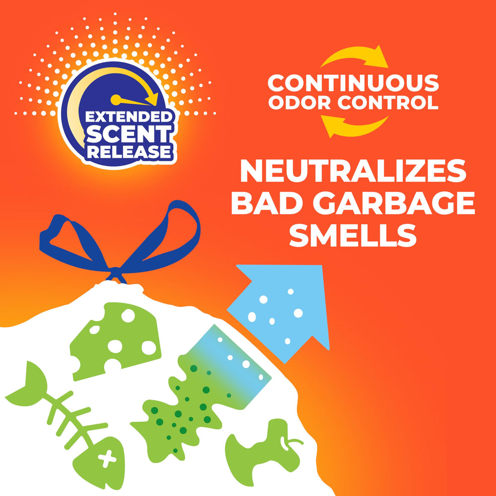 Hefty Fabuloso lemon label highlighting continuous odor control benefit