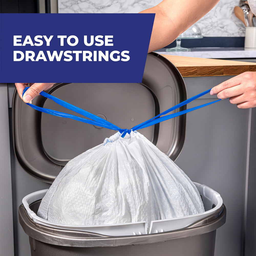 Hefty tied bag ready to carry showing leak-resistant performance