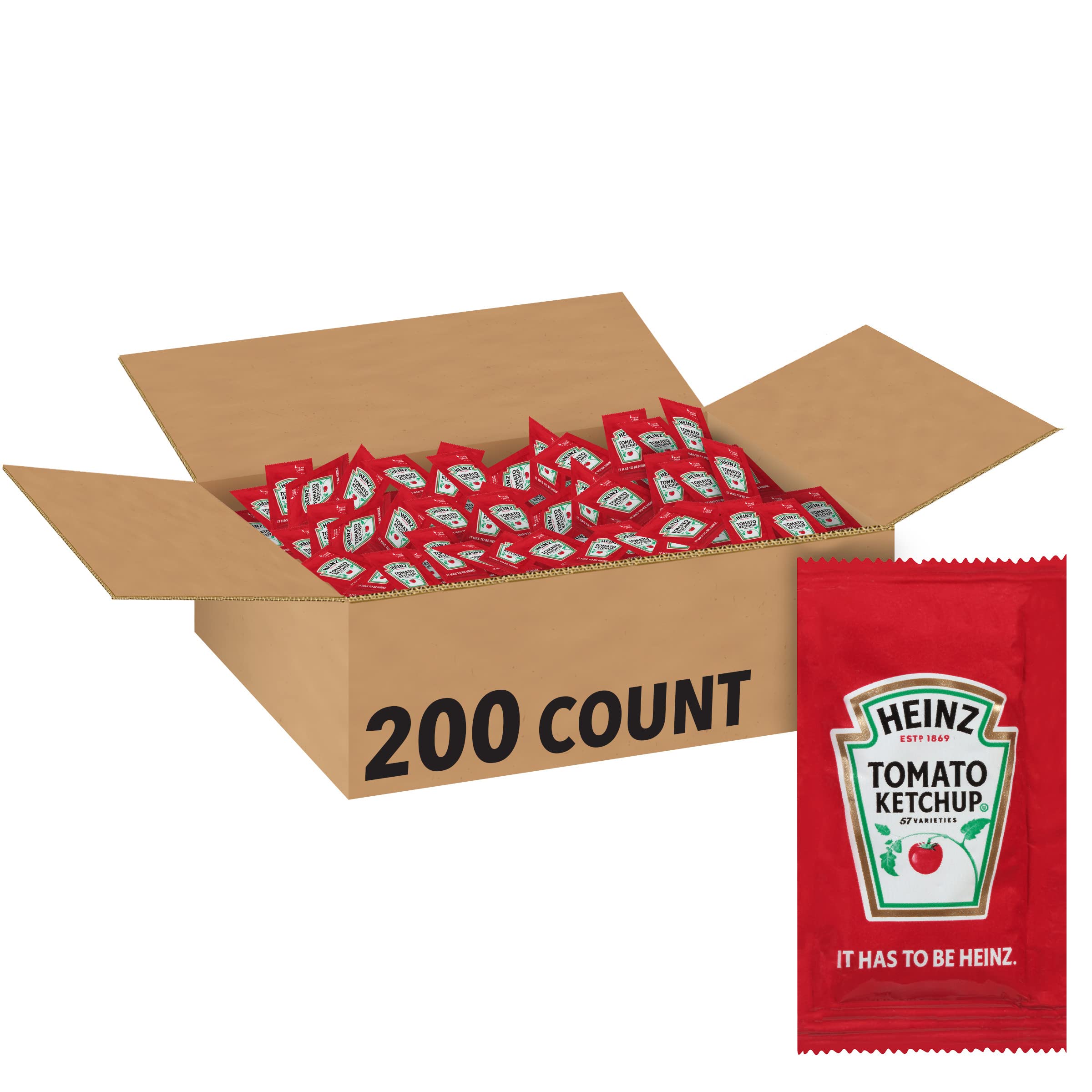 HEINZ front view of 200-packet case showing packaging and convenience