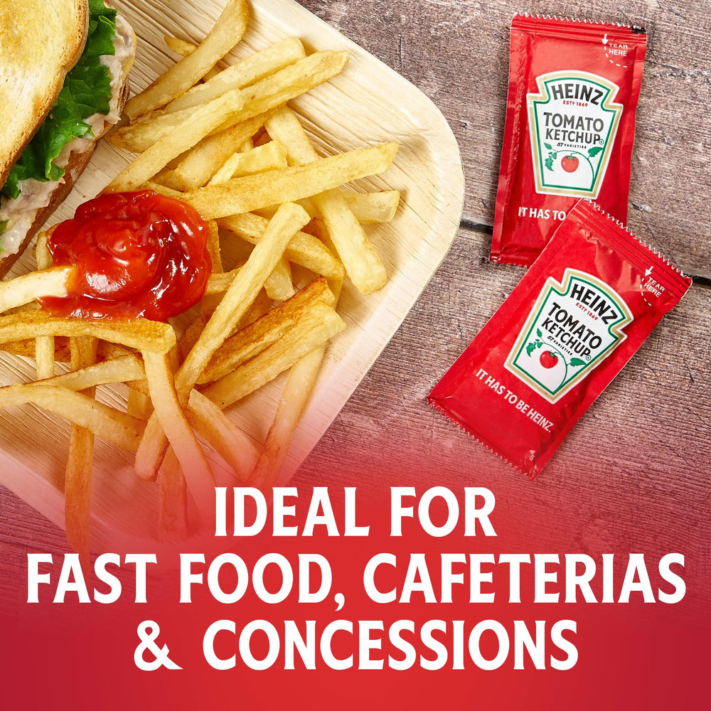 HEINZ close-up of one 9 g packet emphasizing easy single-serve use