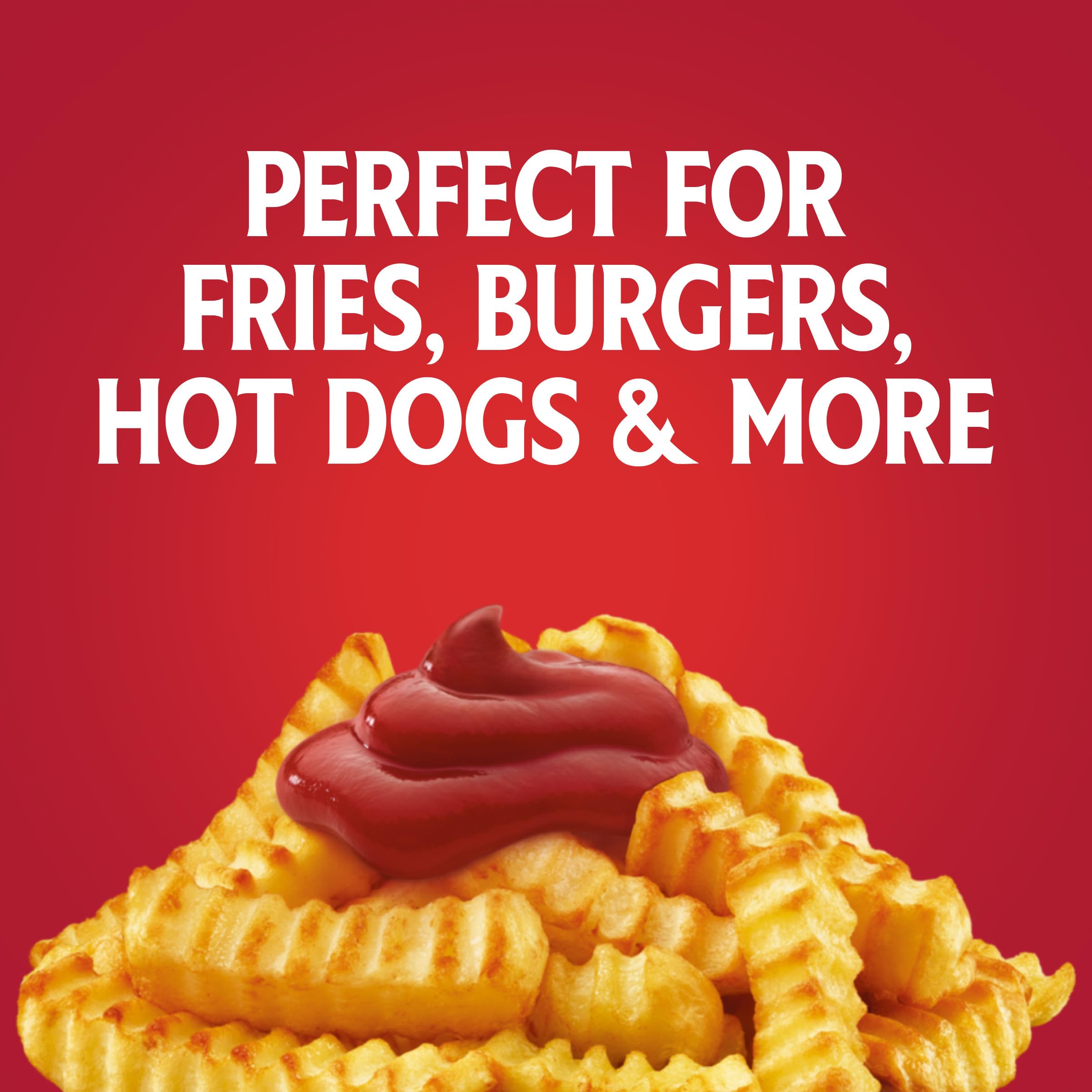 HEINZ pour detail showing thick ketchup texture and cling benefit