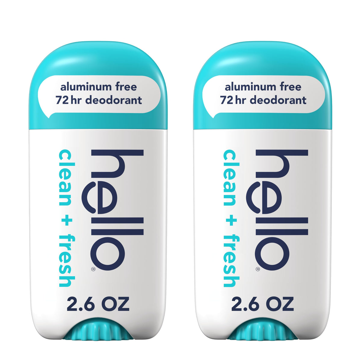 hello front packaging showing two sticks, clear branding and size benefit