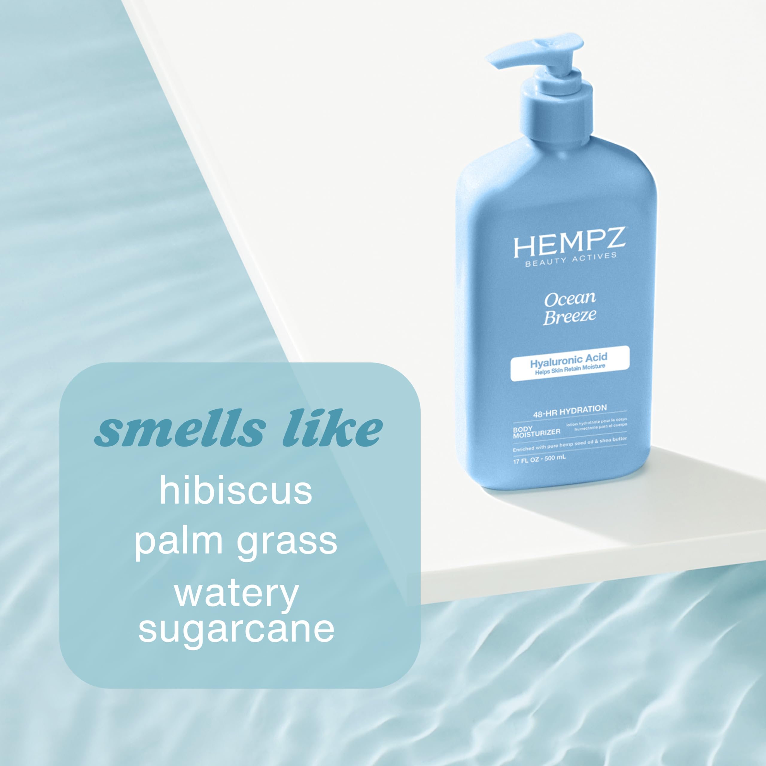 Hempz bottle next to common items to show 17 fl oz size and value benefit