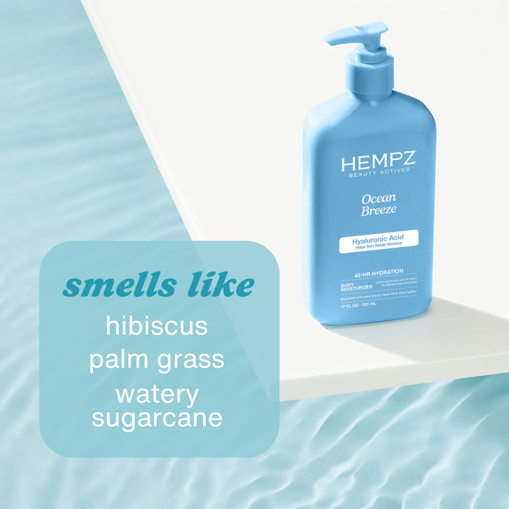 Hempz bottle next to common items to show 17 fl oz size and value benefit
