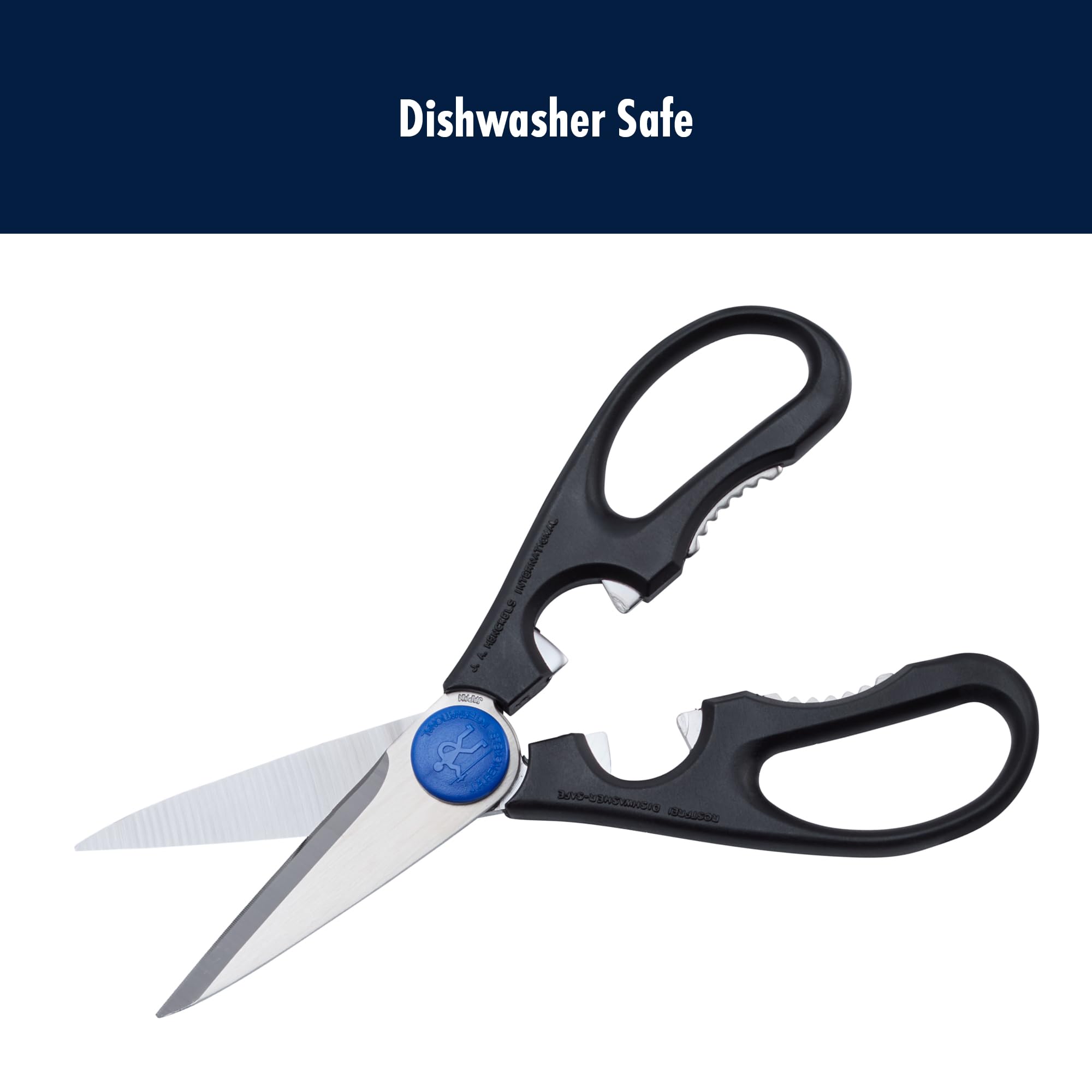 HENCKELS shears on countertop near knife block suggesting everyday kitchen readiness