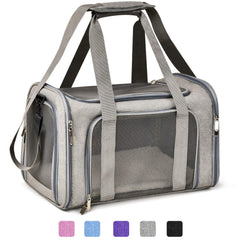 Henkelion front-facing carrier in grey showing compact airline-ready profile and comfort