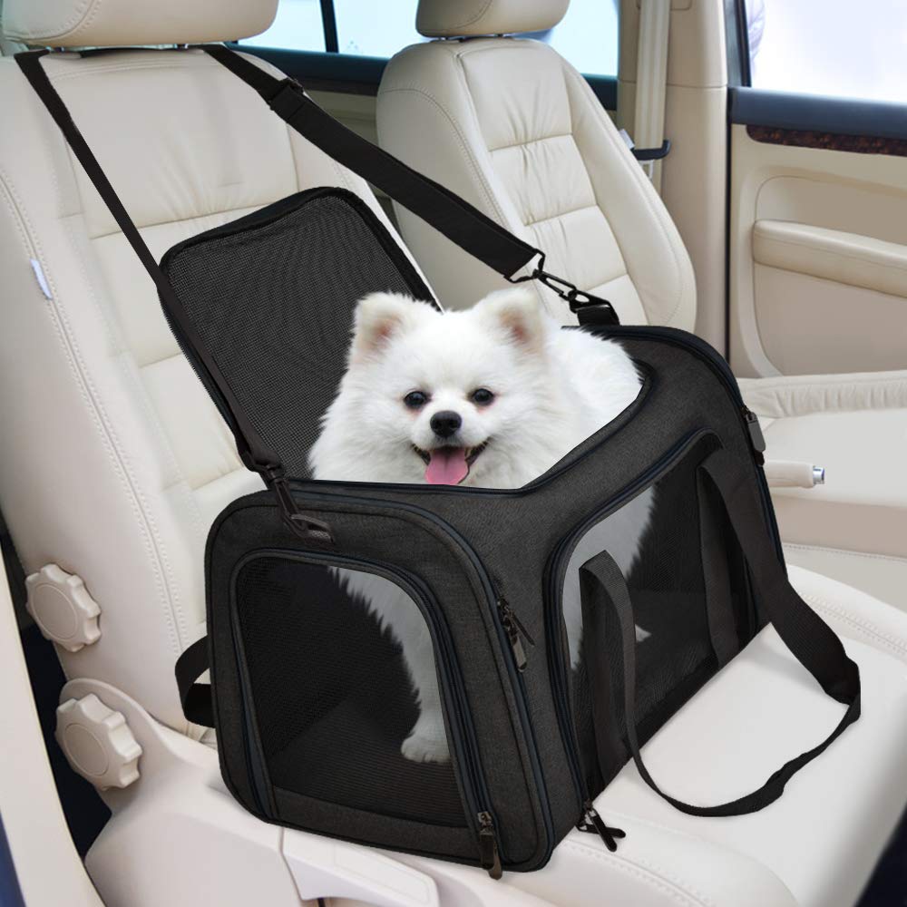 Henkelion in use under airplane seat demonstrating TSA-friendly fit