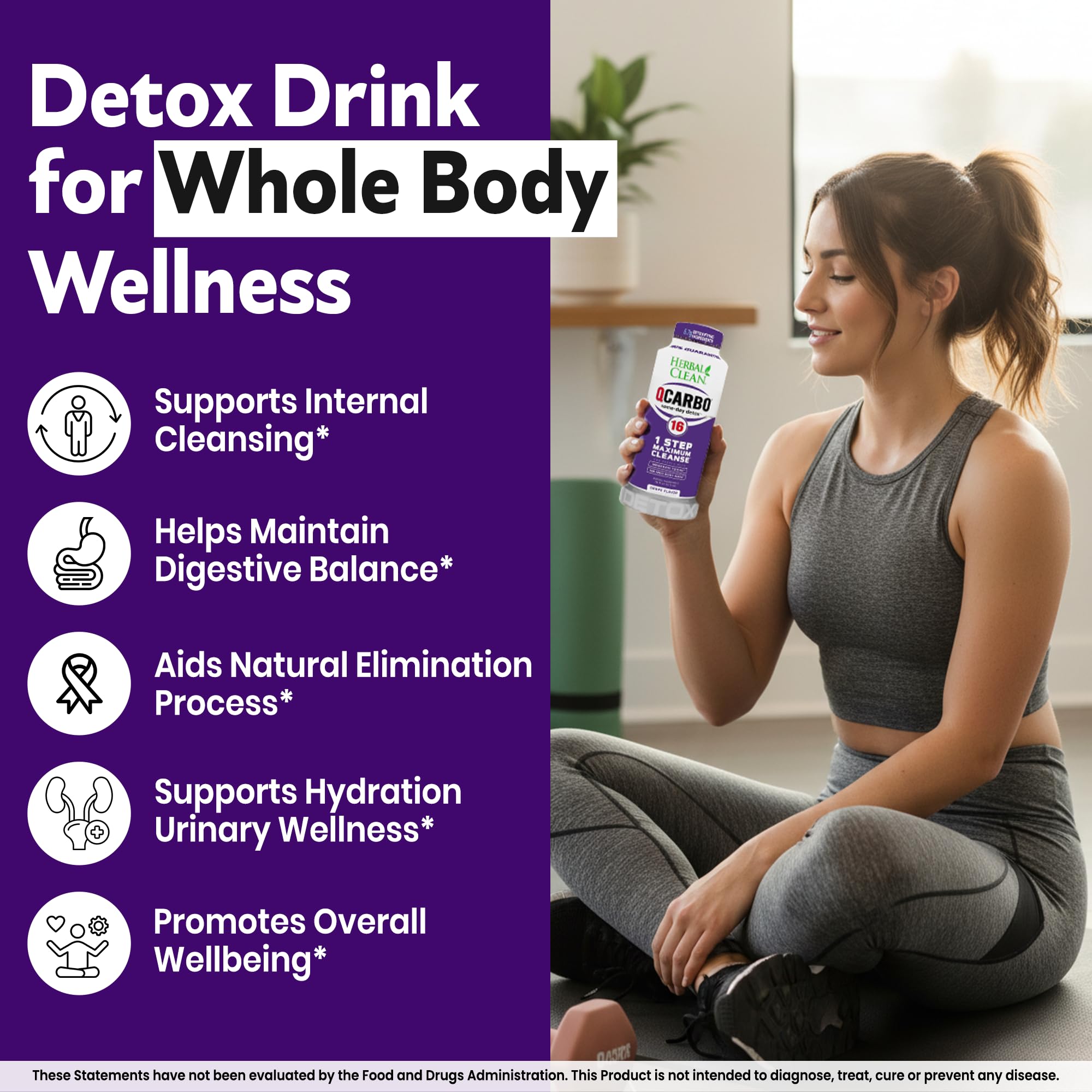 Hand holding Herbal Clean bottle showing portability and easy one‑day protocol benefit