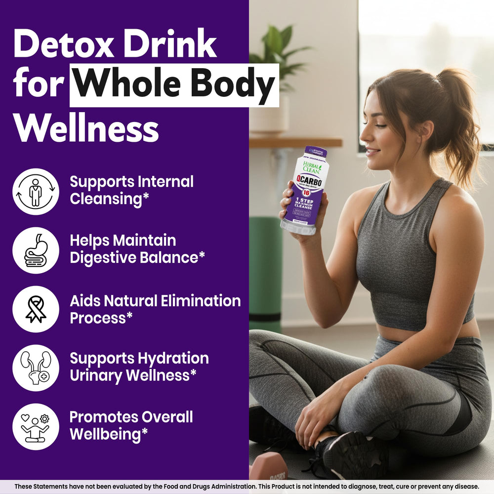 Hand holding Herbal Clean bottle showing portability and easy one‑day protocol benefit