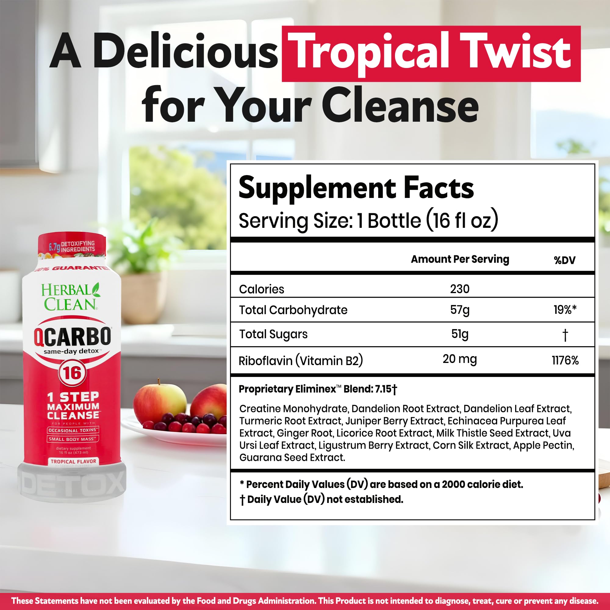 Herbal Clean Qcarbo16 being poured into a glass highlighting easy preparation benefit