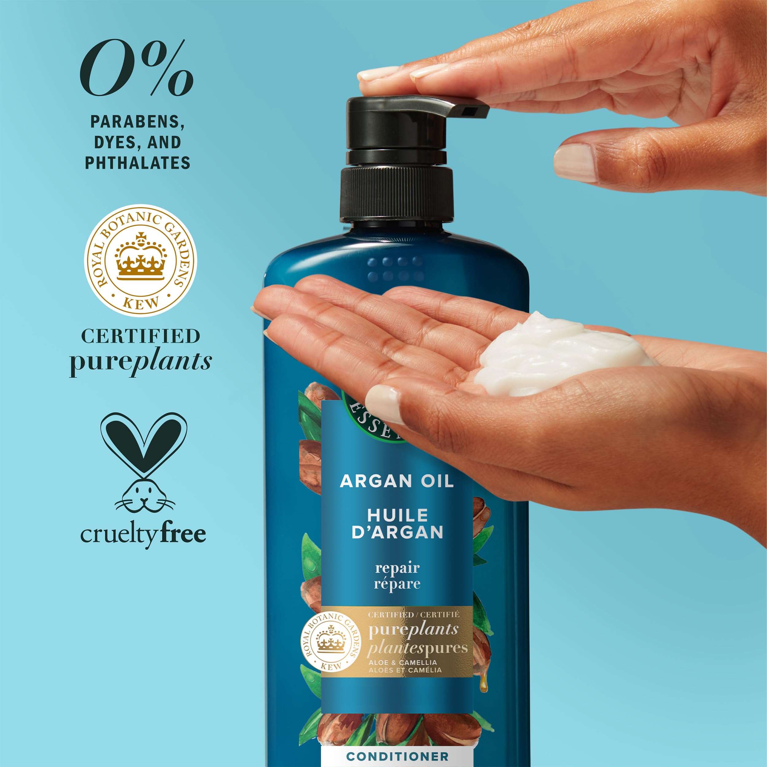 Herbal Essences argan oil ingredient shot emphasizing botanical repair benefits