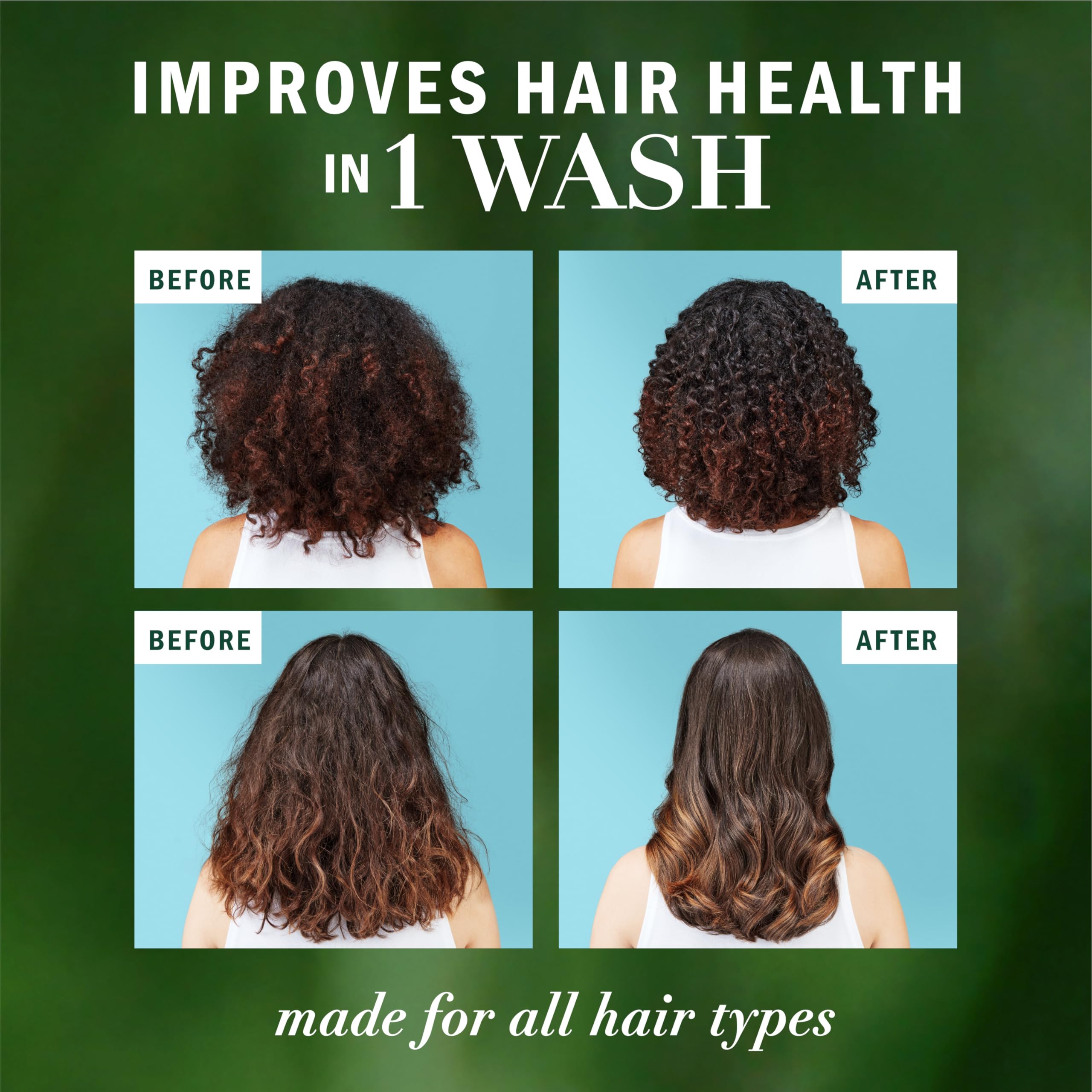 Herbal Essences bottles beside a hand to show 20.2 fl oz scale and convenience
