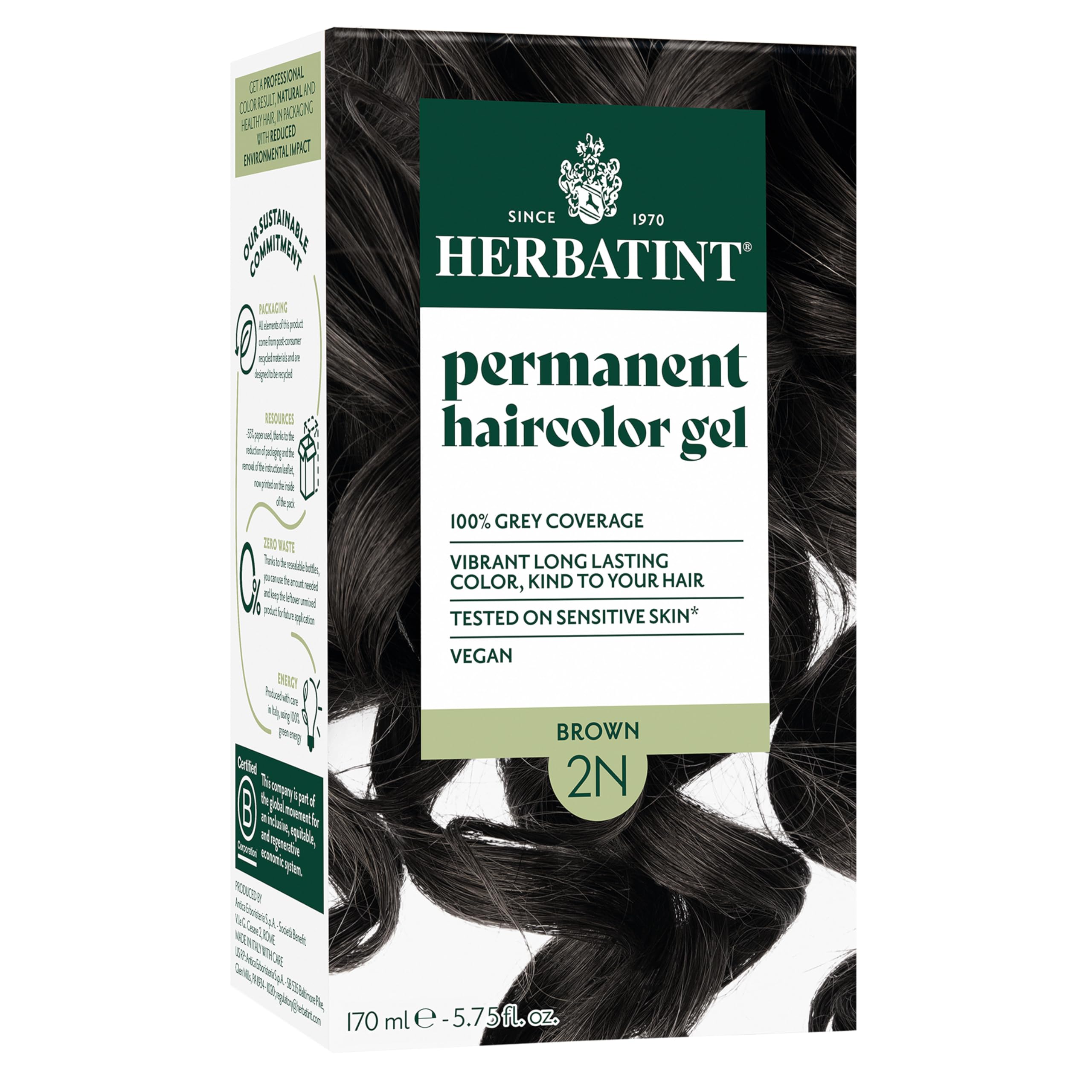 Herbatint front box showing 2N brown shade and benefits
