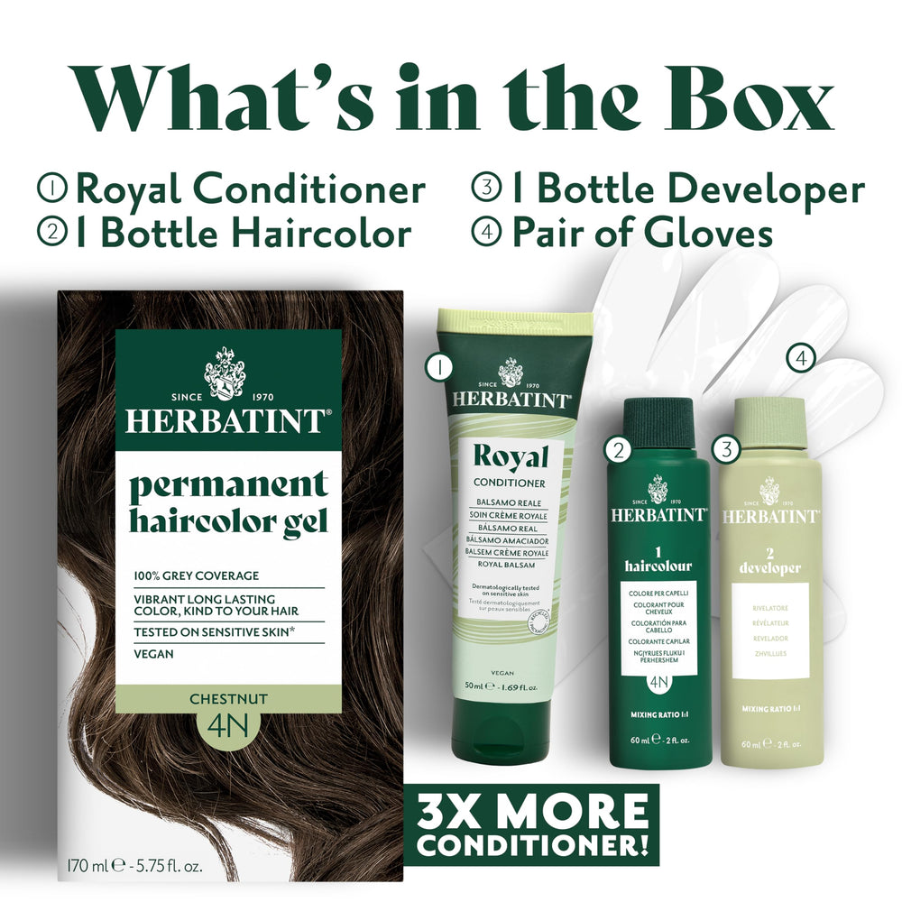 Size comparison of Herbatint kit next to ruler illustrating product volume